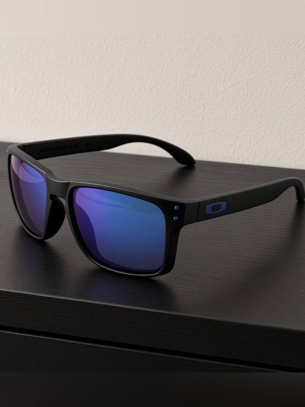 Oakley Holbrook Black Sunglasses with Blue-Mirror Lenses